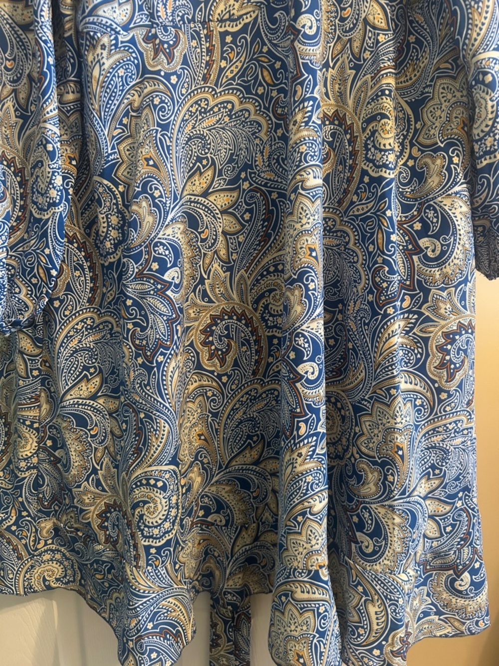 Source Unknown Blue & White Paisley Tie-Waist Long Sleeve Dress - Picture 4 of 5